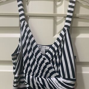 🏖Flowy Black & White Striped Maxi Dress by Boston Proper XS Soft for Summer